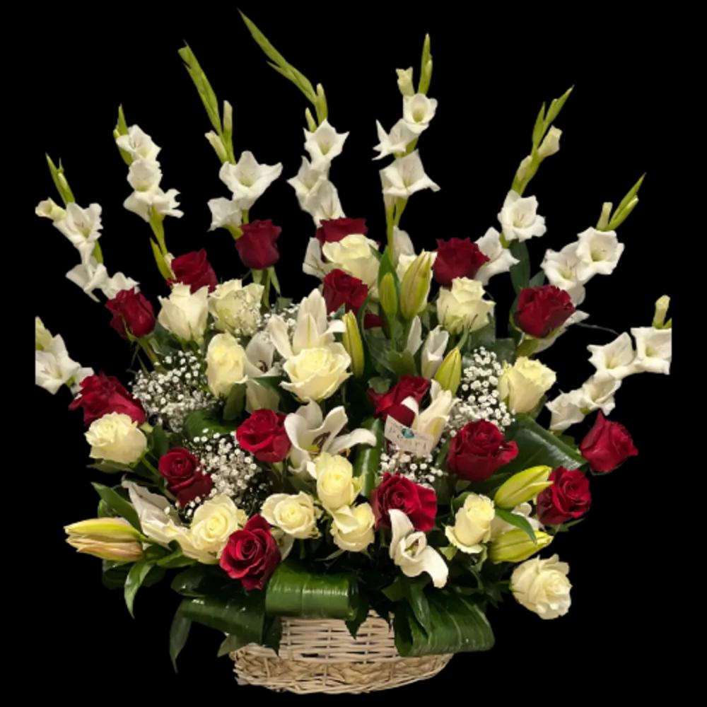 Red and White Flowers Basket Collectionundefined