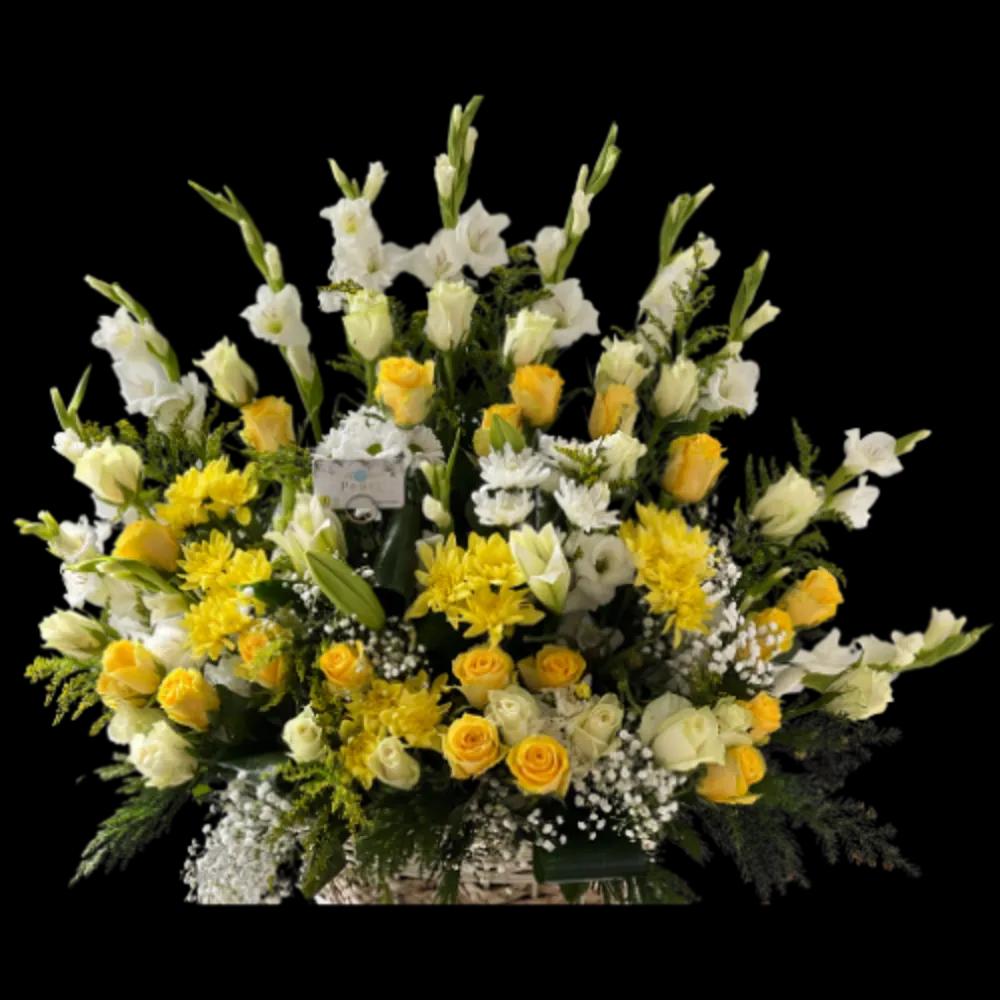 White and Yellow Flowers Basketundefined