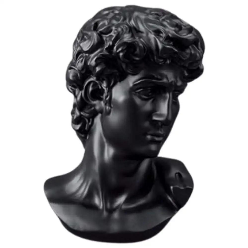 Classic Greek Michelangelo David Bust Statue (Black, 15cm)undefined