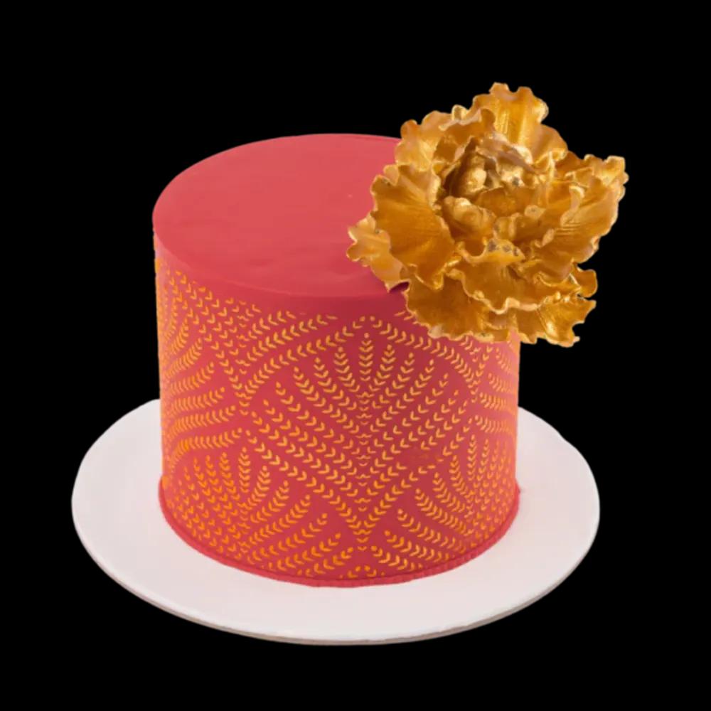 Gold leaf flower cakeundefined