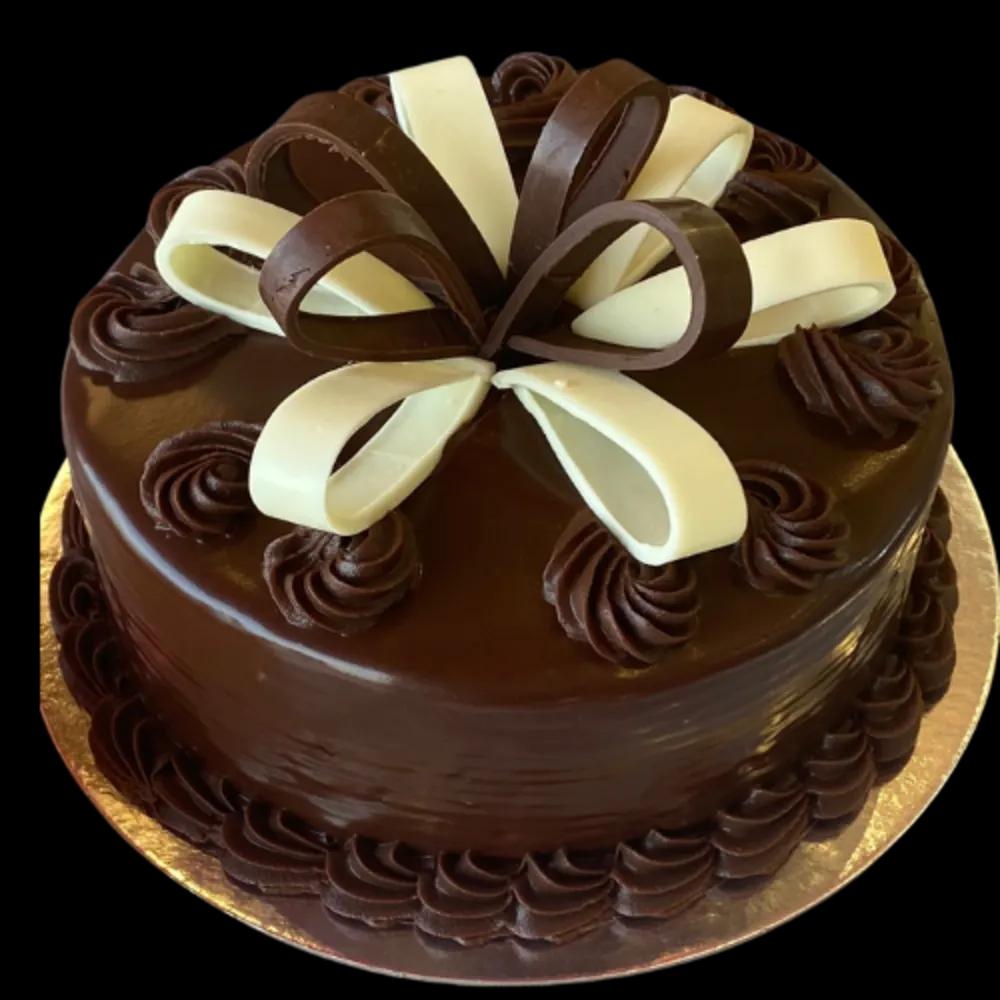 Chocolate cream cake decorated with white and dark chocolateHappy Birthday Cake – Happy Birthday Cake with Custom Design & Fast Delivery
