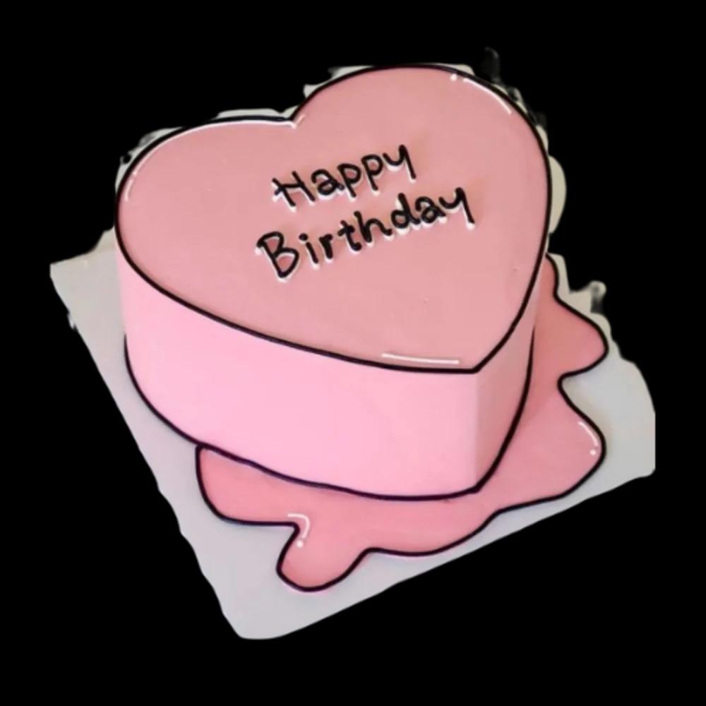 Pink birthday cake drawn with a heartundefined