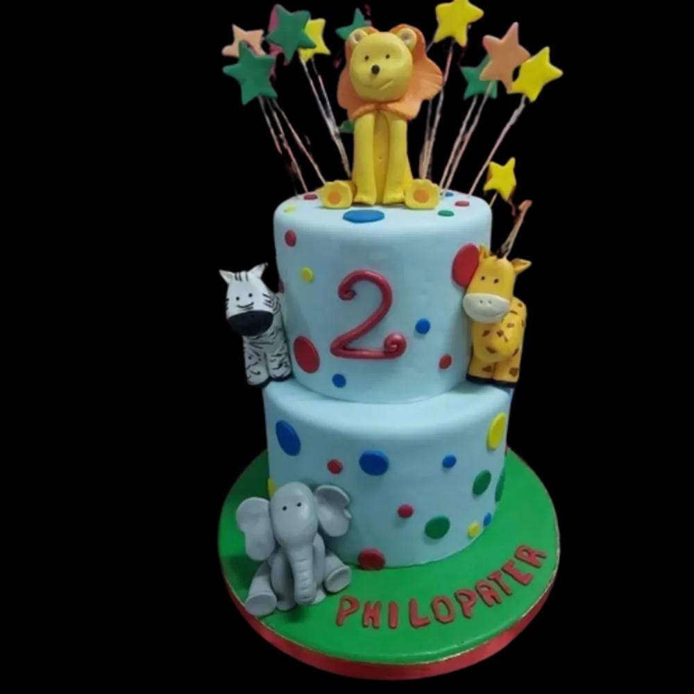Colorful zoo cakeundefined