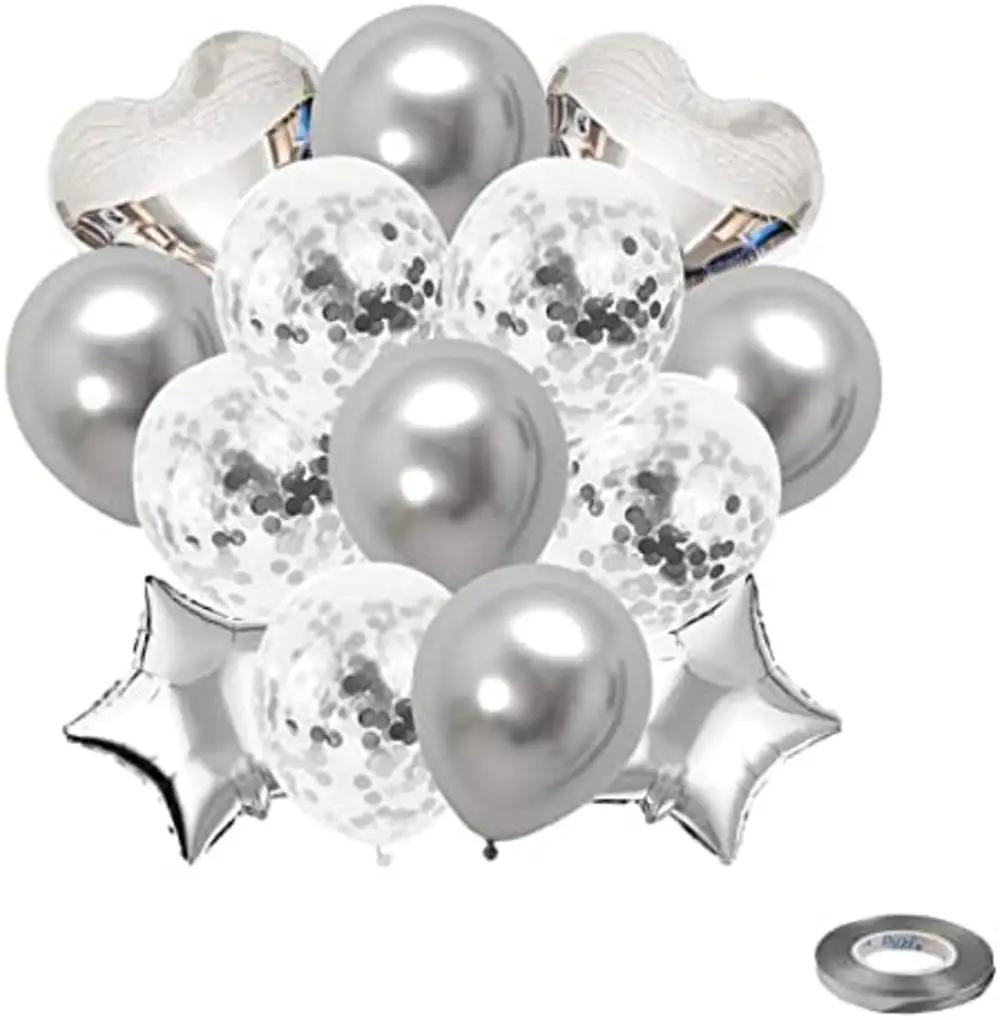 5 silver ballonsundefined