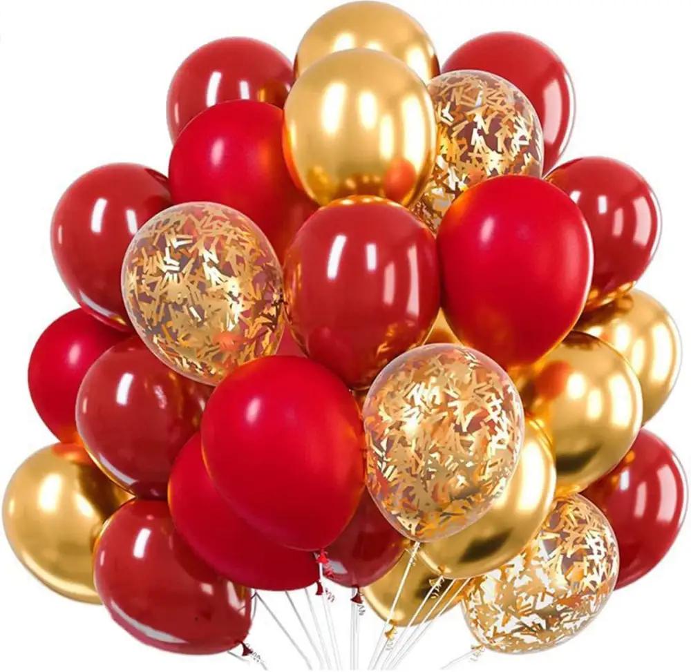 5 ballons red and gold