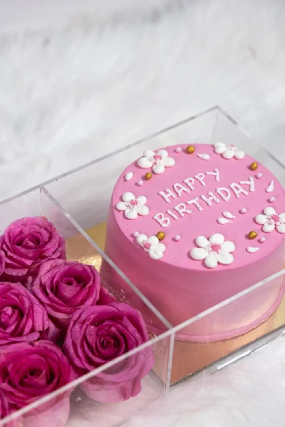 Birthday Cake with flowersBirthday Flowers and Cake Gift, Birthday Cake Gift, Happy Birthday Gift, هدية ورد وكيك عيد ميلاد, هدية كيك عيد ميلاد, هدية عيد ميلاد