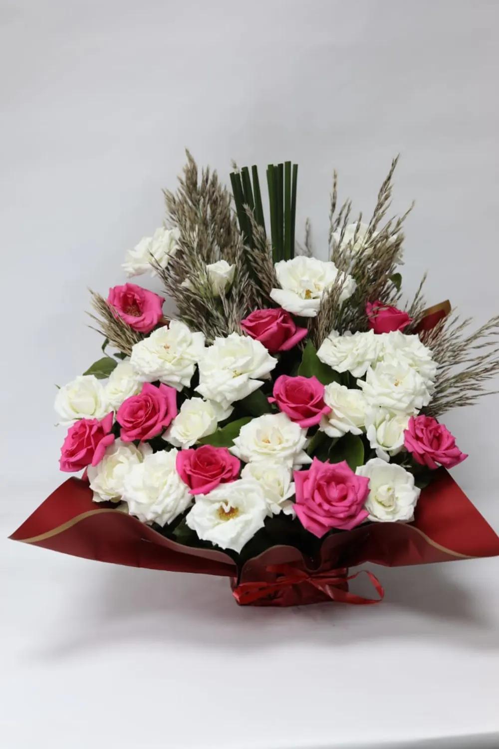 Bouquet of white and colorful rosesundefined