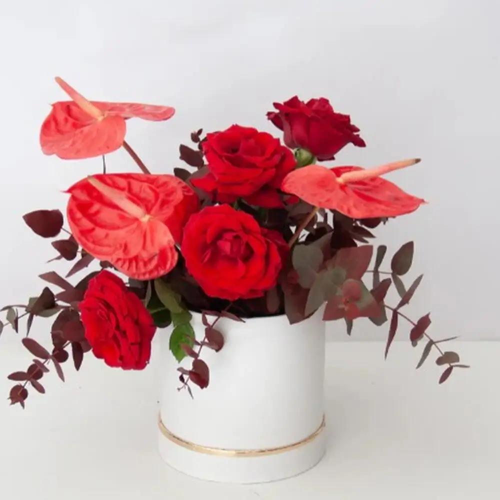 Valentine Love Struck Anthurium with red Roses
