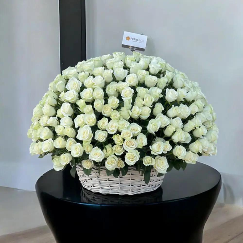 White Roses Basket