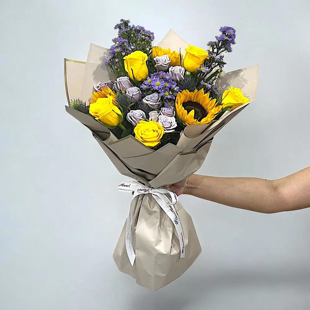 Hand Bouquet Spray Pink Yellow Purple