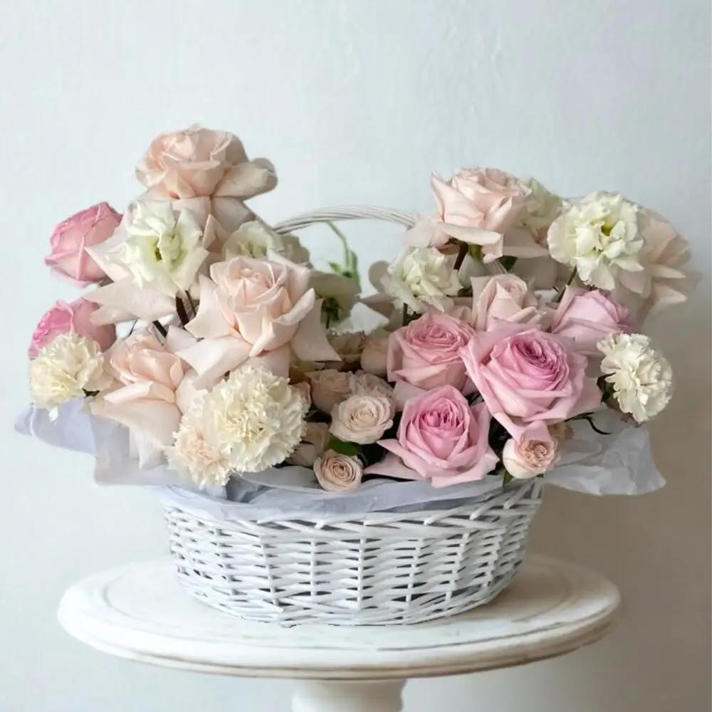 Pink basket arrangement
