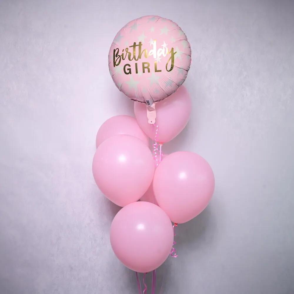 6 Pink Latex 1 Birthday Girl Balloon - 5715