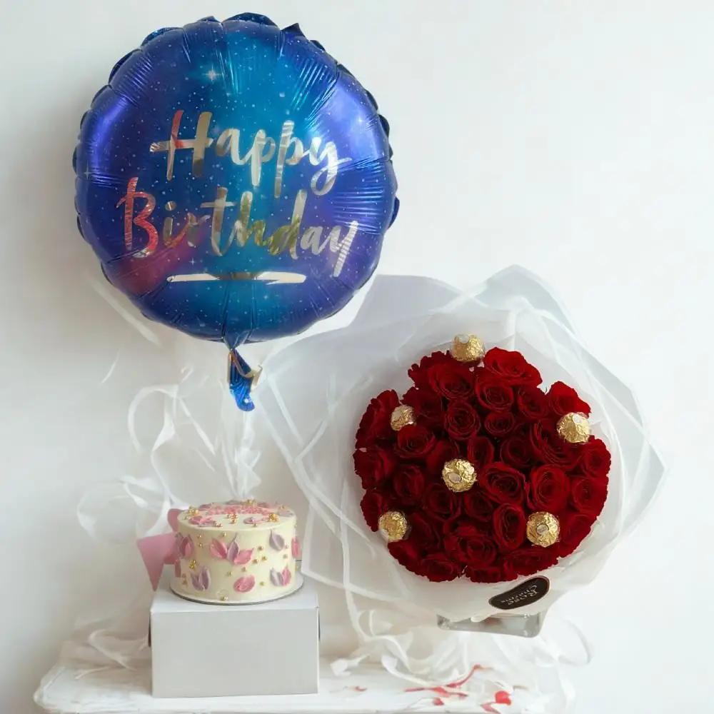 Royale Birthday Affair | RC-C617Birthday Gift, Birthday Celebration Gift, Flowers and Cake Gift, هدية عيد ميلاد, هدية احتفال بعيد الميلاد, هدية ورد وكيك
