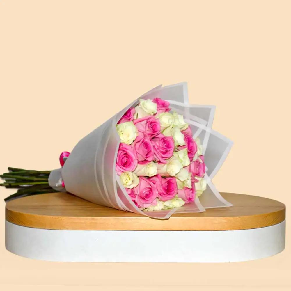 30 Pink And White Roses bouquet