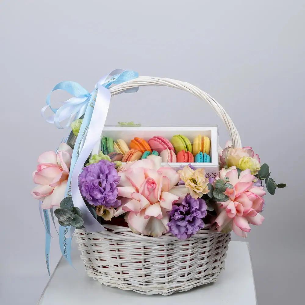 Sweet Macaron Bloom Flower Basket 7285