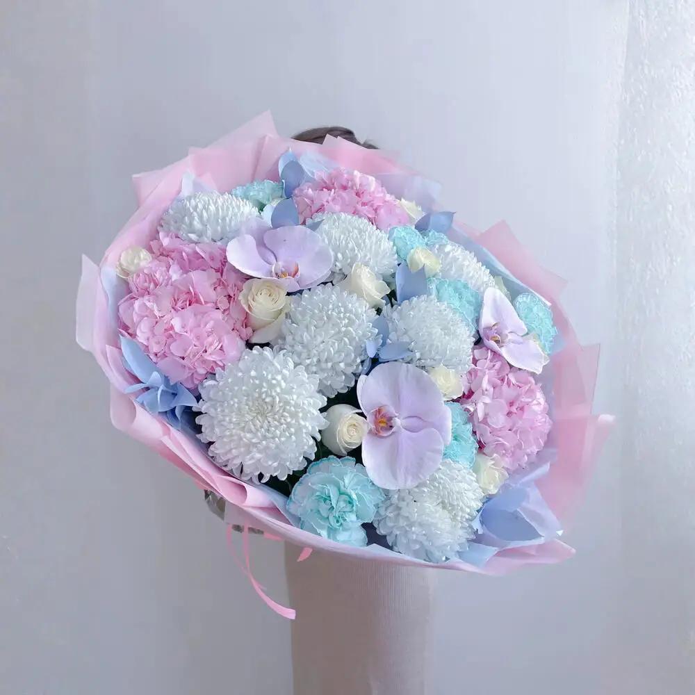 Winter Palace - hydrangea, orchid, roses, carnation and chrysanthemum Luxury bouquet