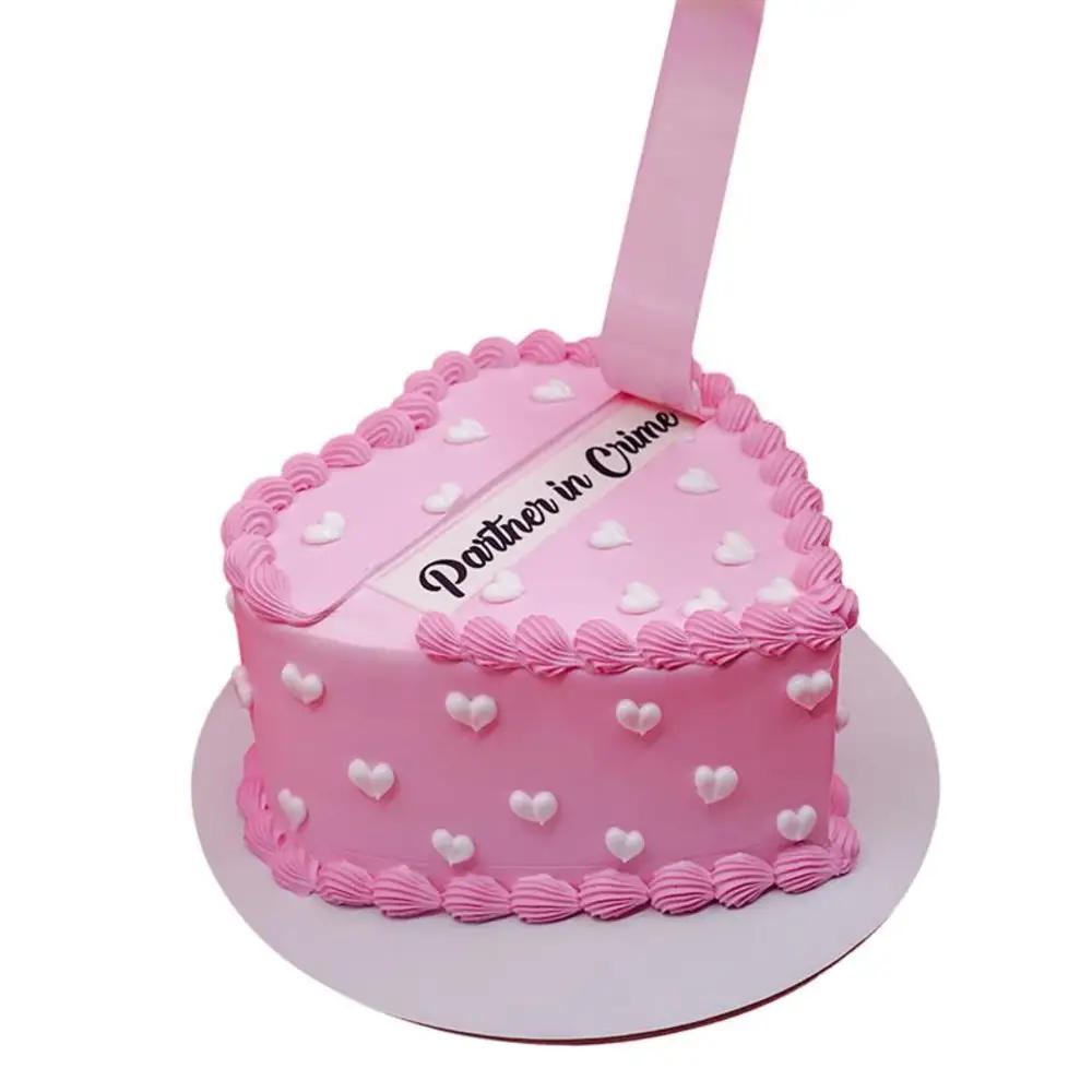 Pink Heart Peel off Cake (Message - Partner in Crime!)