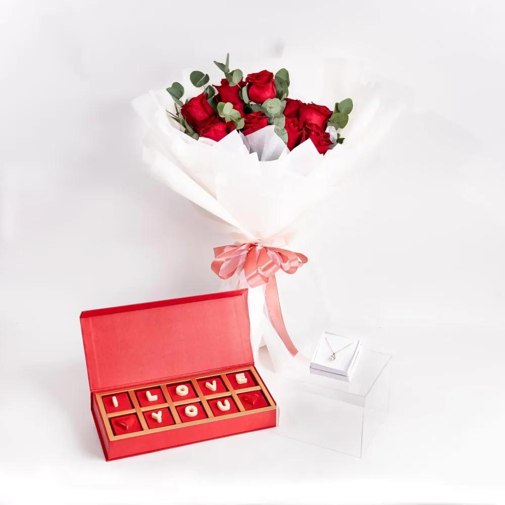 "I Love You" Heart Necklace Gift Bundle