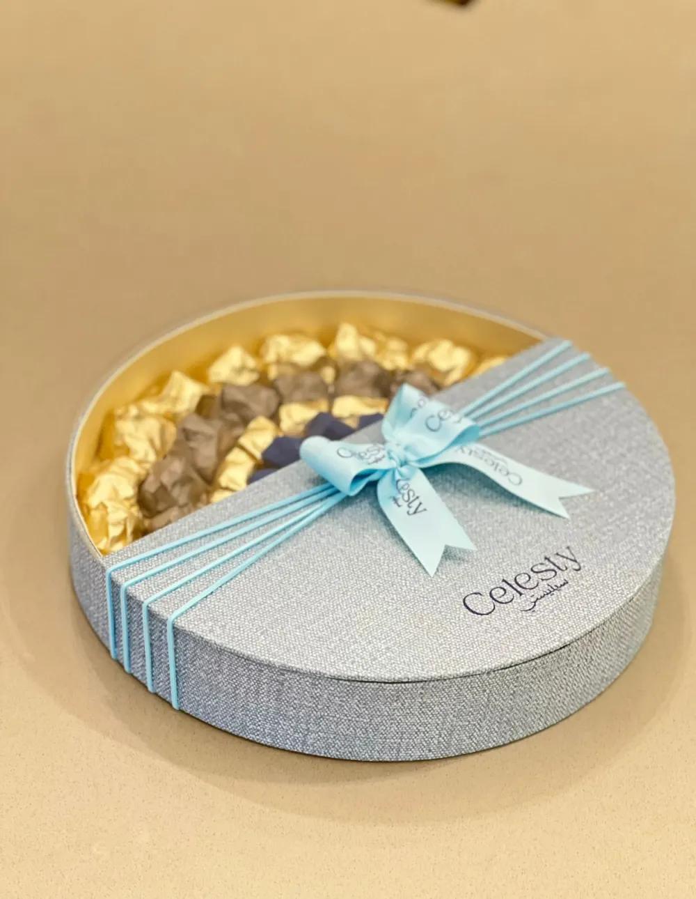 Big Bu round box 3Chocolate Gift, Luxury Gift, Chocolate Gift Box, هدية شوكولاتة, هدية فاخرة, بوكس شوكولاتة