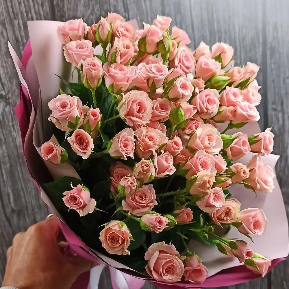 Pink bucket of rose spray