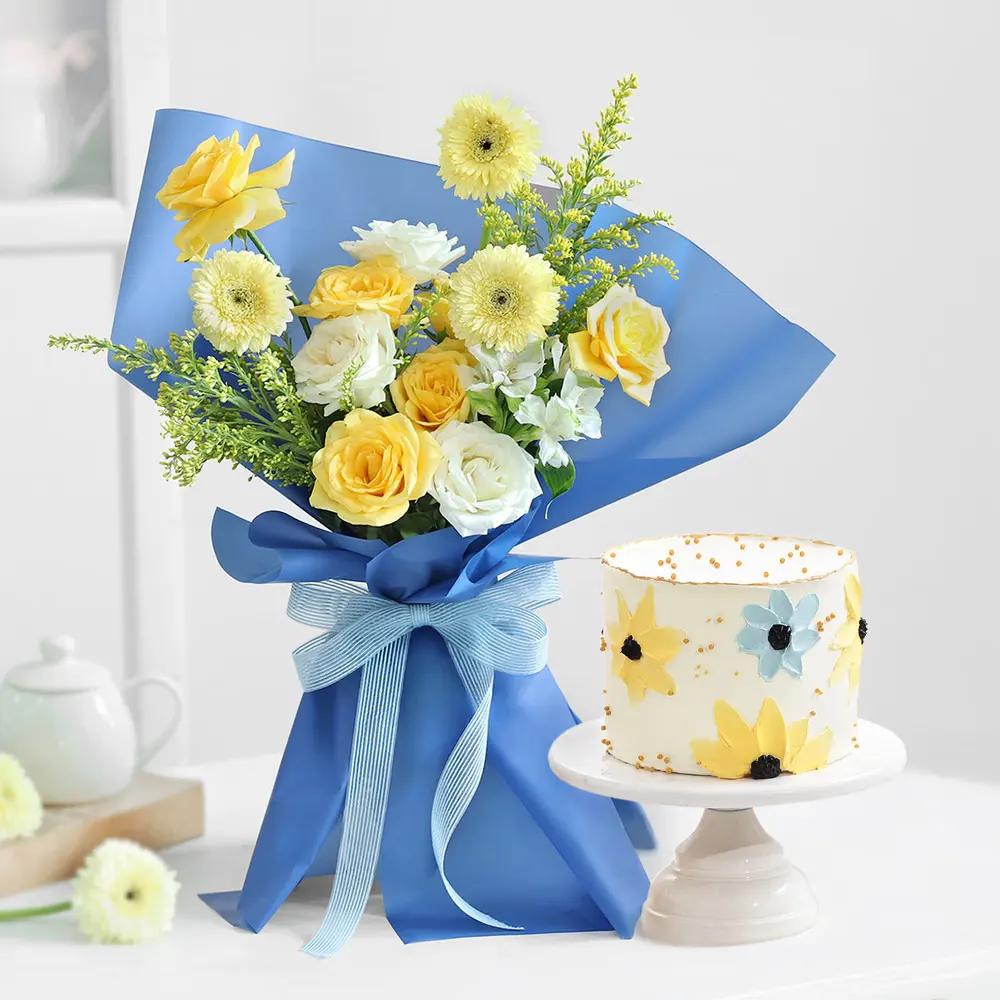 Sunny CelebrationsBirthday Surprise Gift, Celebration Gift, Flowers and Cake Gift, مفاجأة عيد ميلاد, هدية احتفال, هدية ورد وكيك