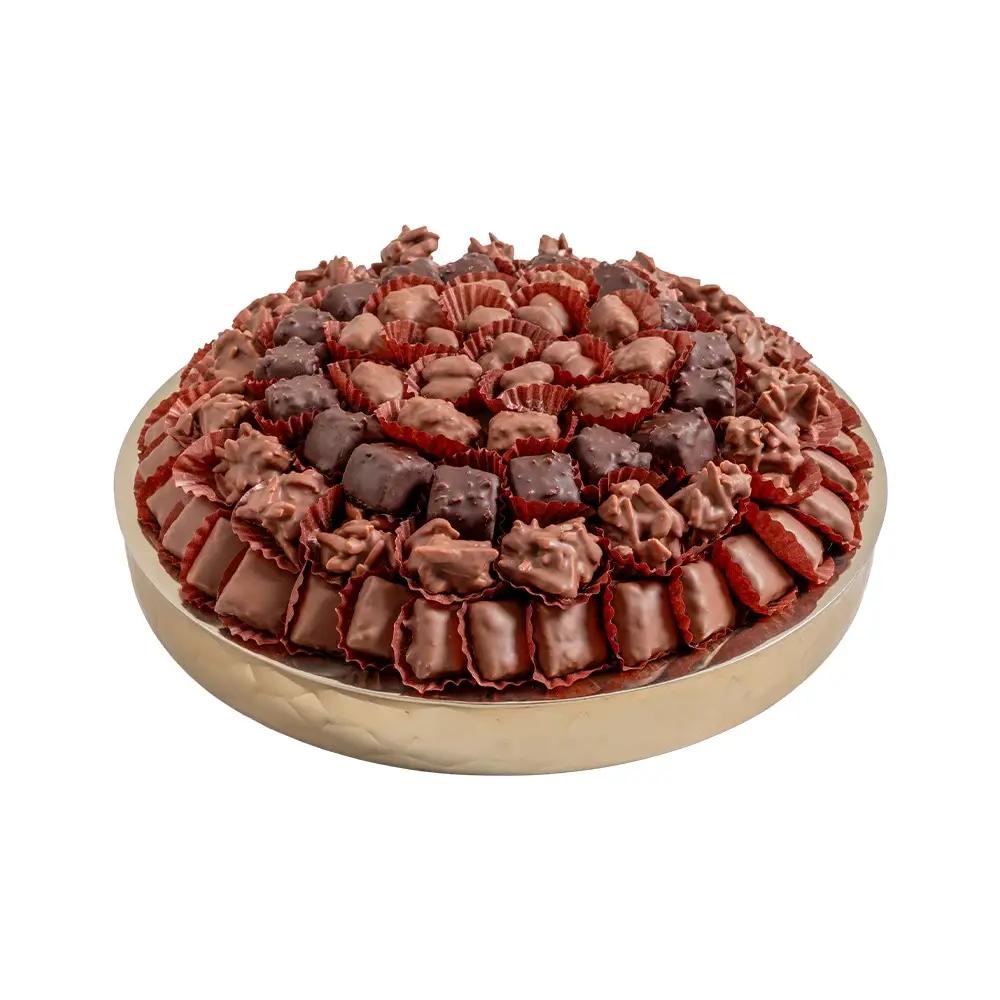 Daima Double Wall Round Praline Chocolate Tray 830gmPraline Chocolate Gift, Luxury Chocolate Tray, Premium Gift, هدية شوكولاتة برالين, صينية شوكولاتة فاخرة, هدية مميزة