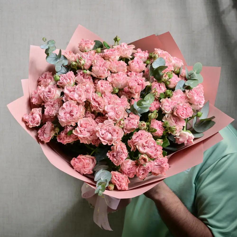 Pink Garden Rose and Eucalyptus Bouquet 6556