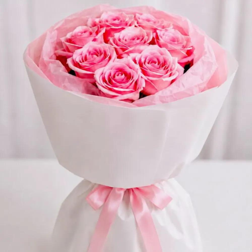 Bouquet Of Pink Roses & White Chrysanthemums