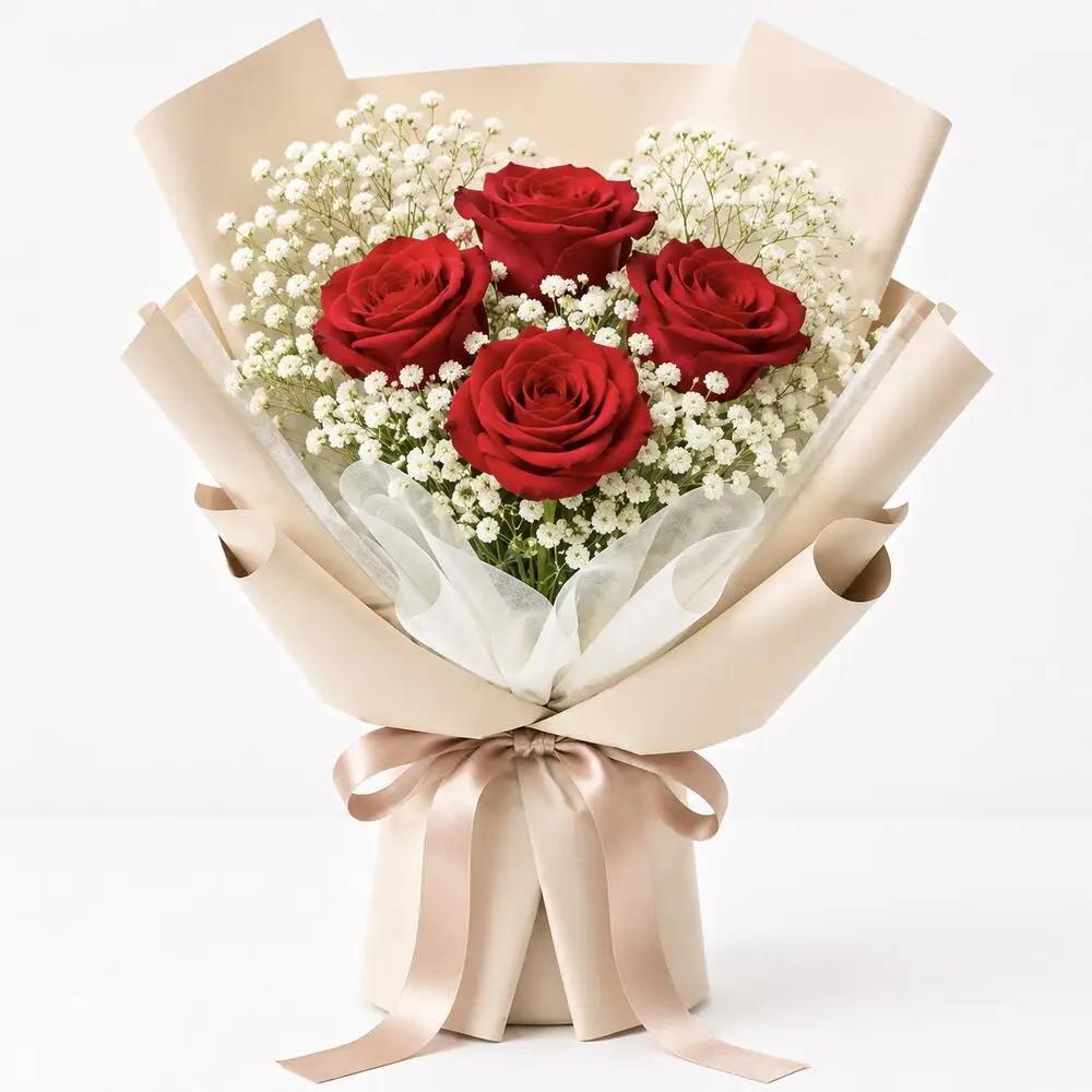 A bouquet of red roses with a red ribbonRed Roses Bouquet