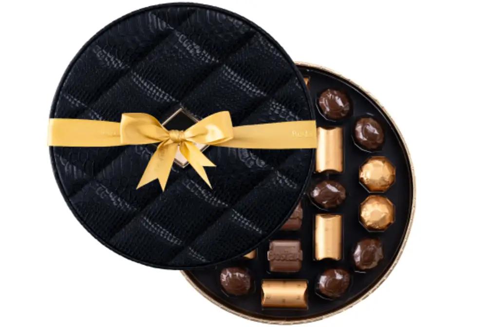 Black Small Round Leather Box