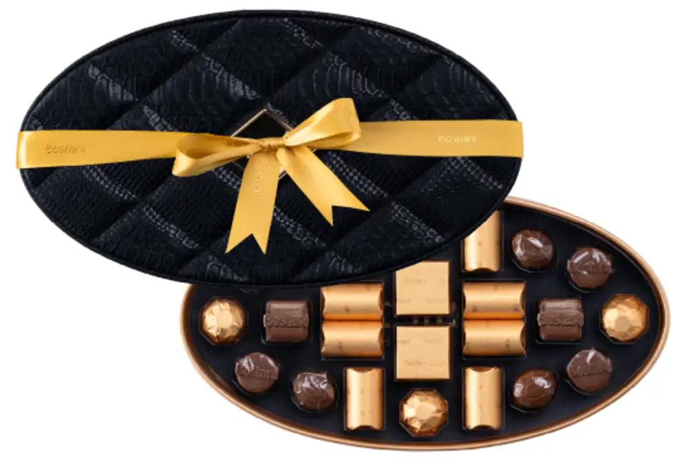Black Small Oval Leather Box