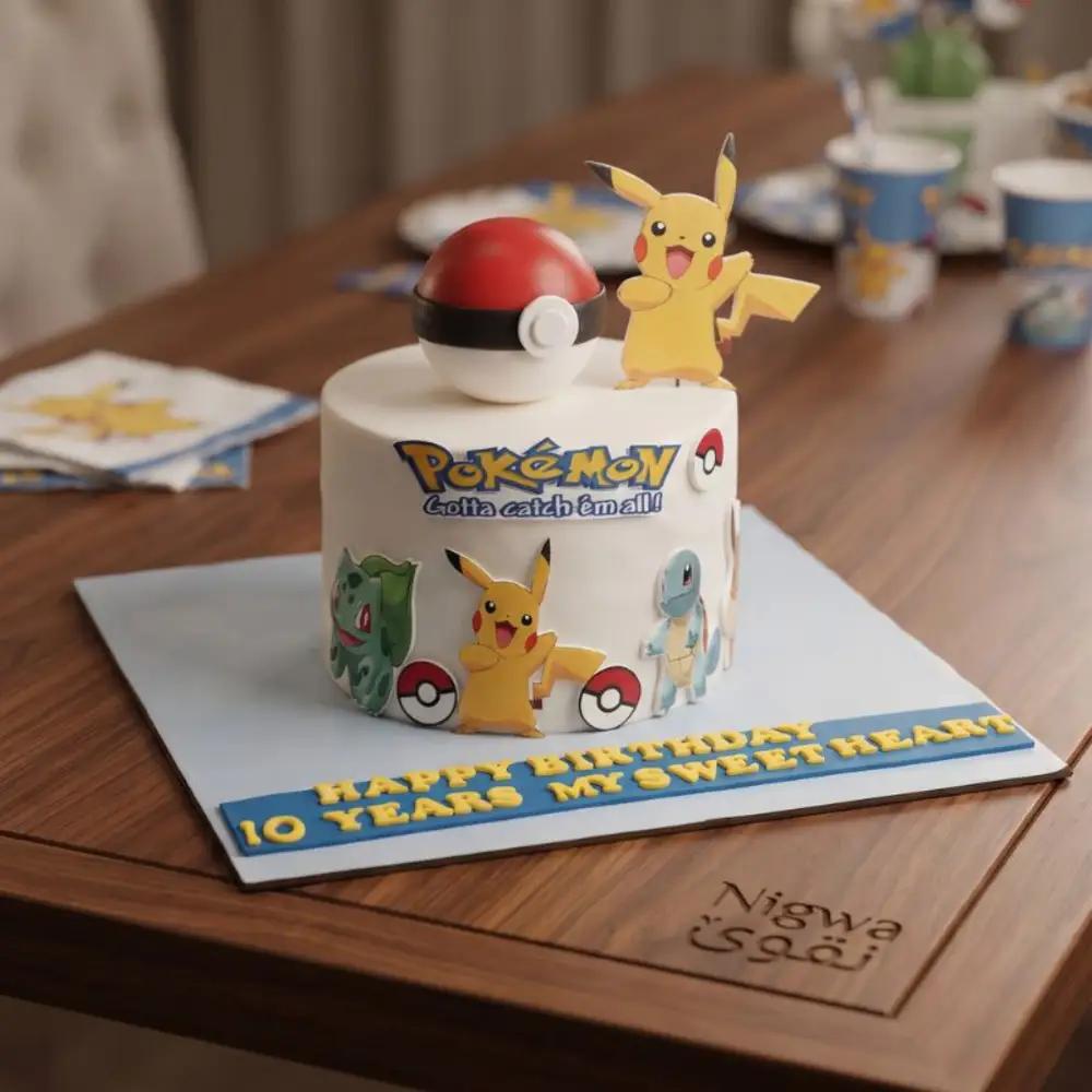 Pikachu and Pokeball Cake