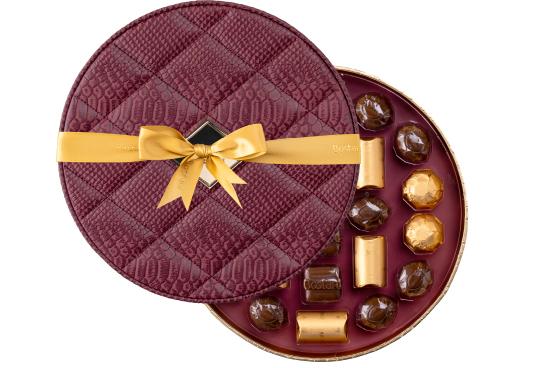 Maroon Small Round Leather Box